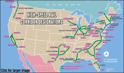 Proposed high speed rail corridors