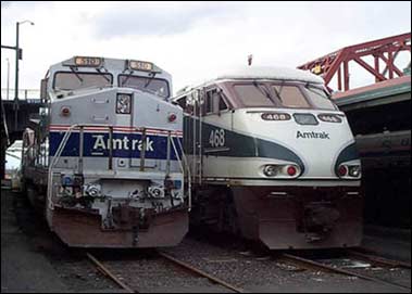 Old and new Amtrak trains